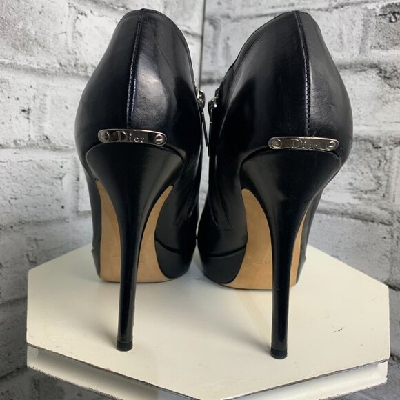 Dior Black Leather Bootie Platform Stiletto Ankle Short Boots - Picture 9 of 14